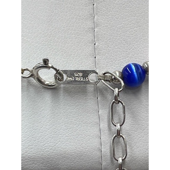 Jordan Sterling Silver 925 Beaded Multicolor Cat's Eye Necklace - Picture 10 of 13